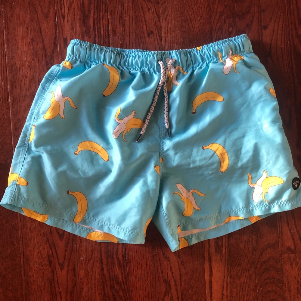 Swim Trunks with Banana Print Design